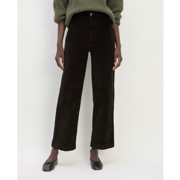 NWT Everlane The Corduroy Wide-Leg High-Rise Relaxed Fit Pant Black Size 16 - Picture 1 of 9